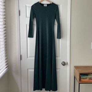 Reformation Dark Green Long Sleeve Dress